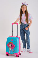 Kids Blue Pink Mermaid Patterned Child Suitcase 16716