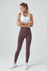 Gela High Waist, Flexible And Gathering Sports Leggings Natural Brown - Swordslife