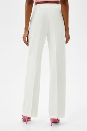 Brabus Women's White Blue High Waist Wide Leg Loose Trousers Palazzo - Swordslife