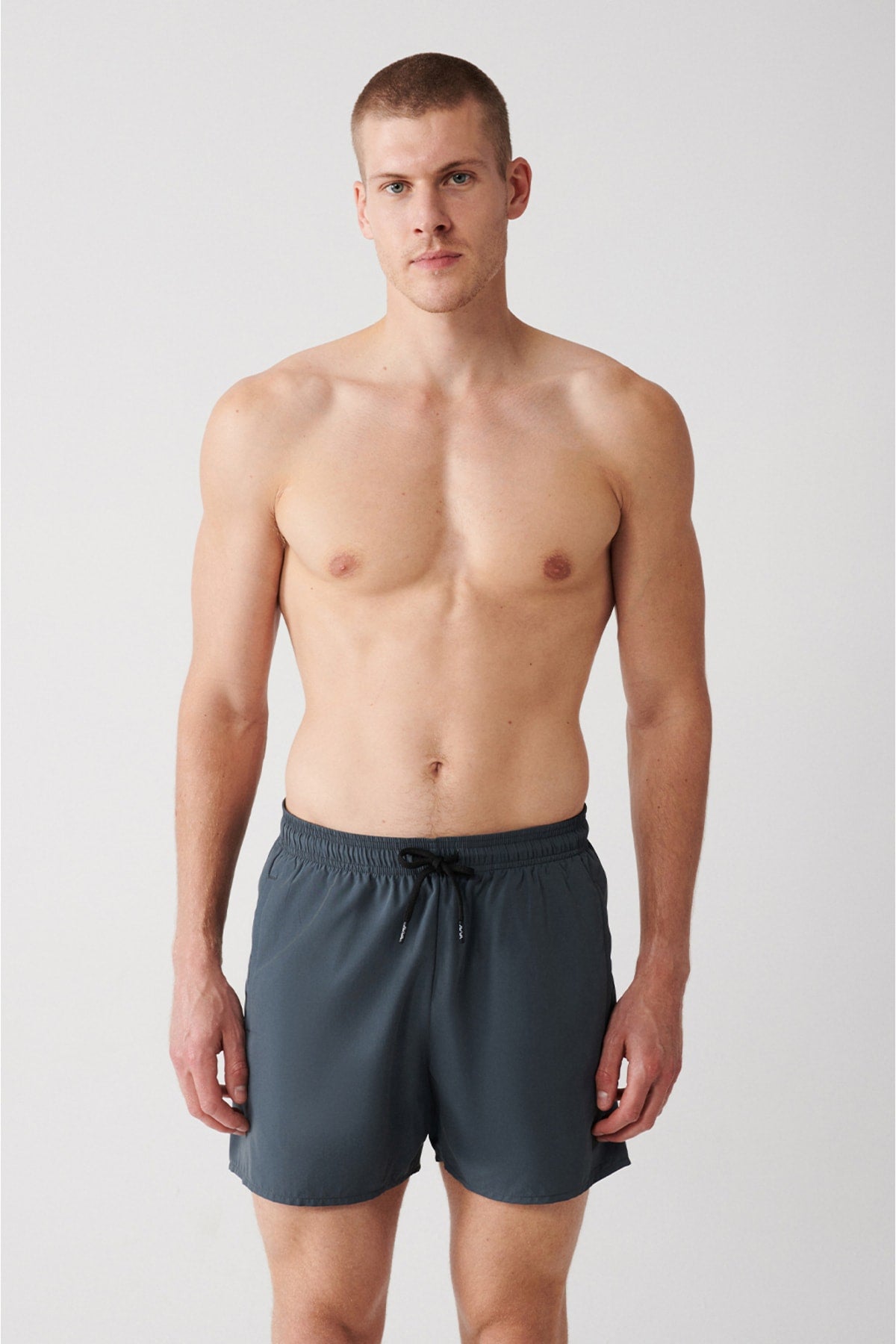 Men'S Anthracite Quick Dry Standard Size Straight Swimwear Marine Shorts E003801