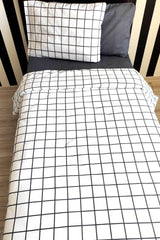 Checkered White Young 4 Pieces Elastic Bed Sheet Single (100X200 CM) Duvet Cover Set - Swordslife