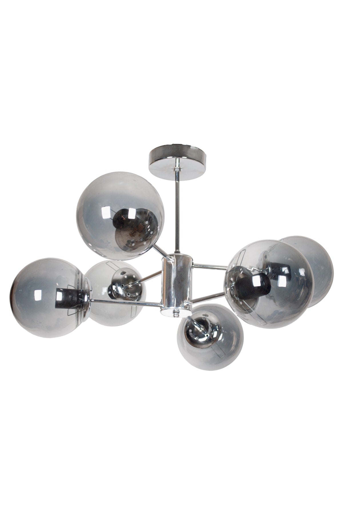 Oscar Modern Luxury Design Chrome Color Case Smoked Glass Living Room - Kitchen - Bedroom 6-Piece Chandelier
