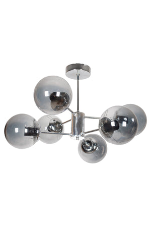 Oscar Modern Luxury Design Chrome Color Case Smoked Glass Living Room - Kitchen - Bedroom 6-Piece Chandelier