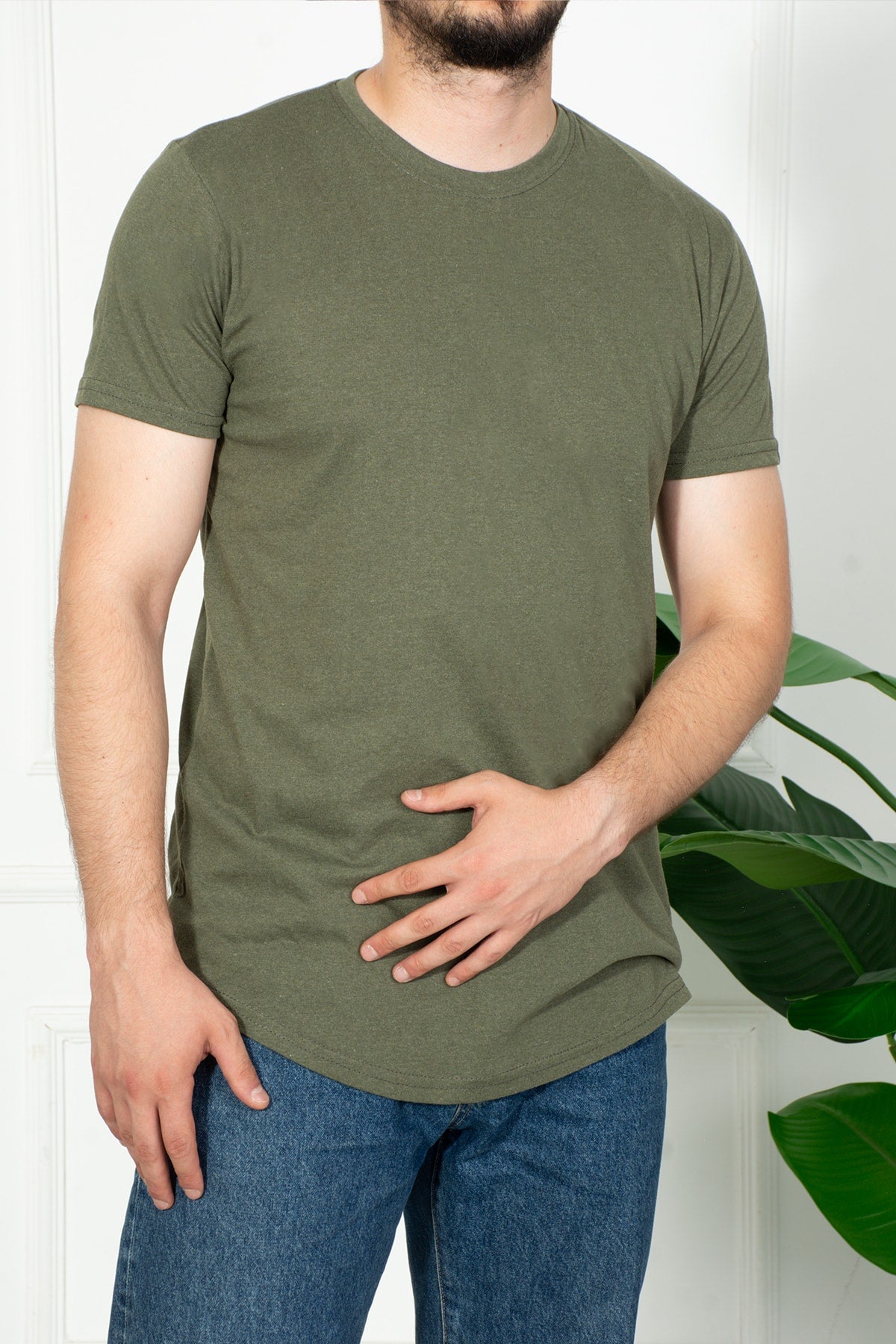 Мужская футболка Slim Fit цвета хаки