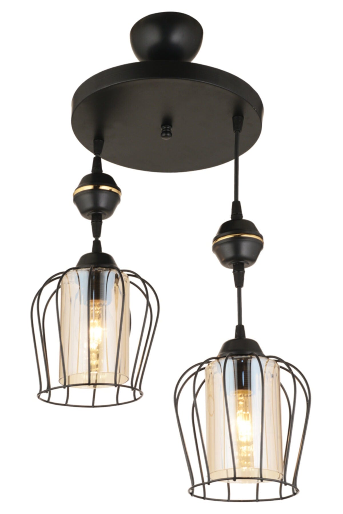 Parachute Pendant Lamp Set Of 2 Black Modern Downward Facing Chandelier