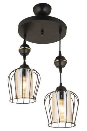 Parachute Pendant Lamp Set Of 2 Black Modern Downward Facing Chandelier