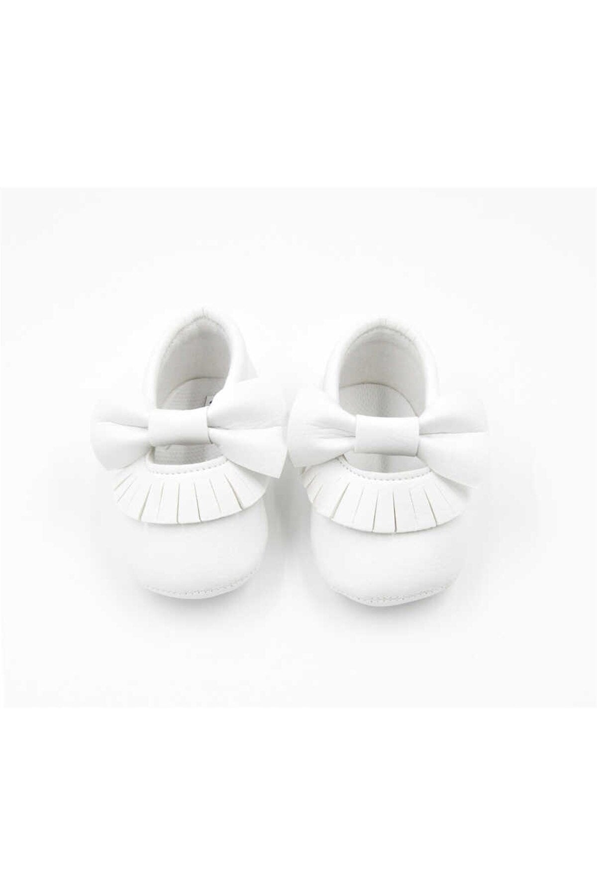 White Bow Tasseled Baby Shoes