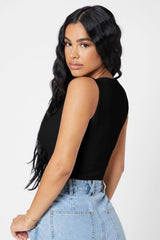 Women's Black Square Neck Crop Top Blouse - Swordslife