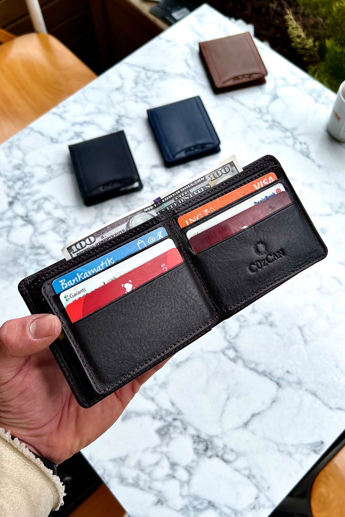 Brown Butterfly Model Genuine Leather Men'S Name Printed Wallet