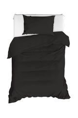 100% Natural Cotton Solid Color Duvet Cover Set Single FreshColor Black - Swordslife