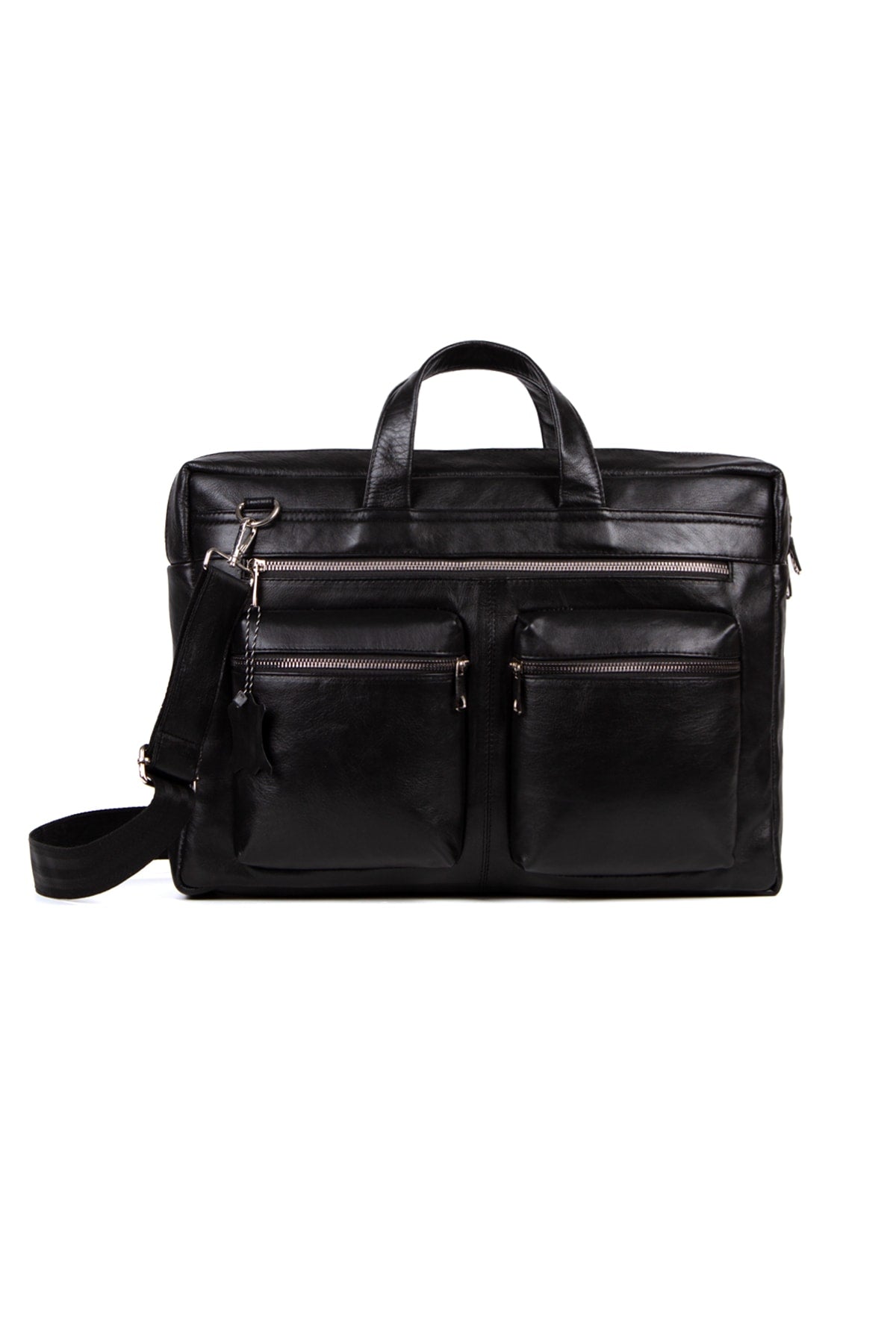 1St Class Genuine Leather Large Size Briefcase Laptop Bag Black (Width: 38Cm L:26Cm)