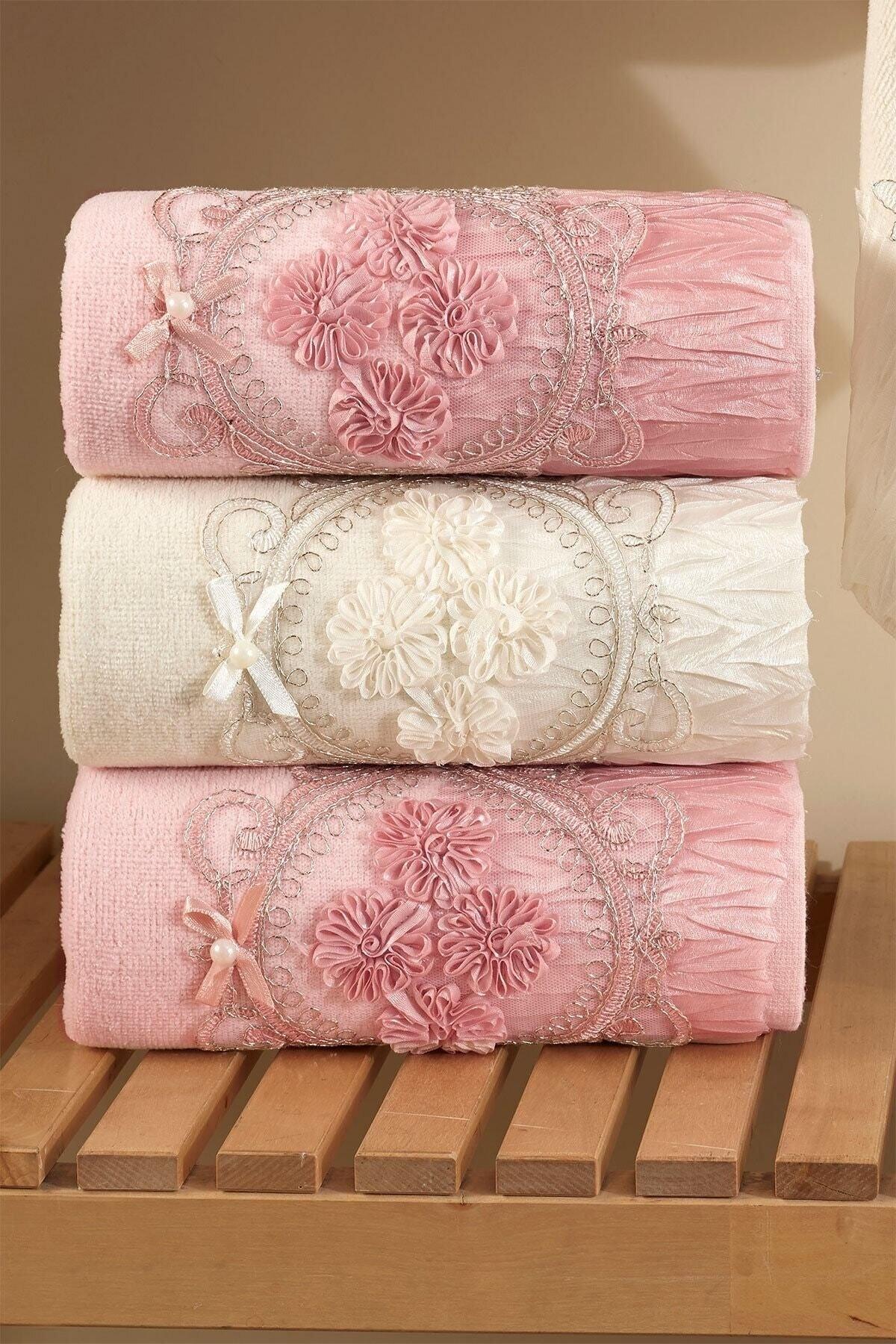 50/90 Daisy Dowry Lacy Cotton 4 Pieces Hand Face Towel - Swordslife