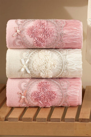 50/90 Daisy Dowry Lacy Cotton 4 Pieces Hand Face Towel - Swordslife