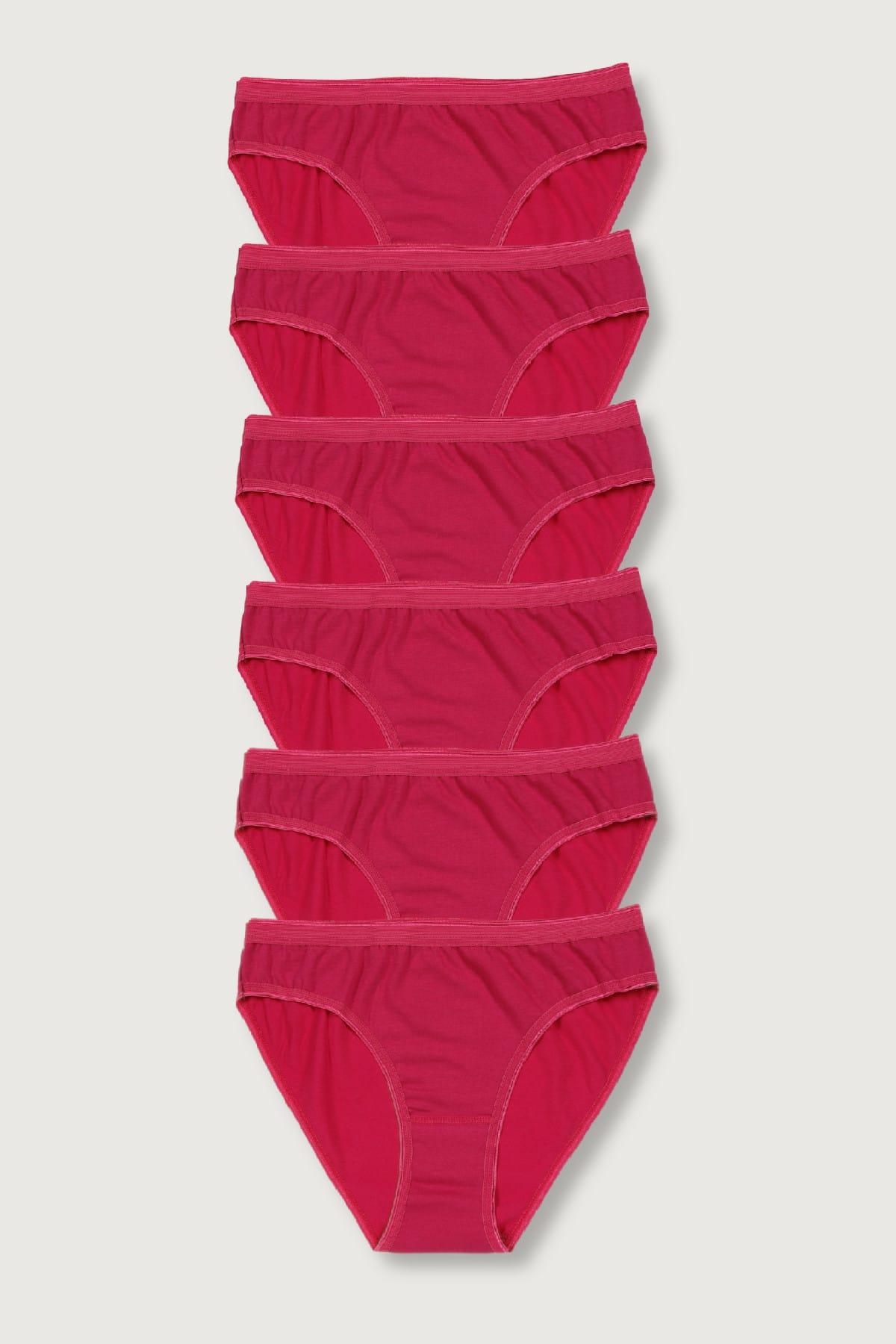 Women's Pink 6-Pack Bikini Panties ELF568T0635CCM6 - Swordslife