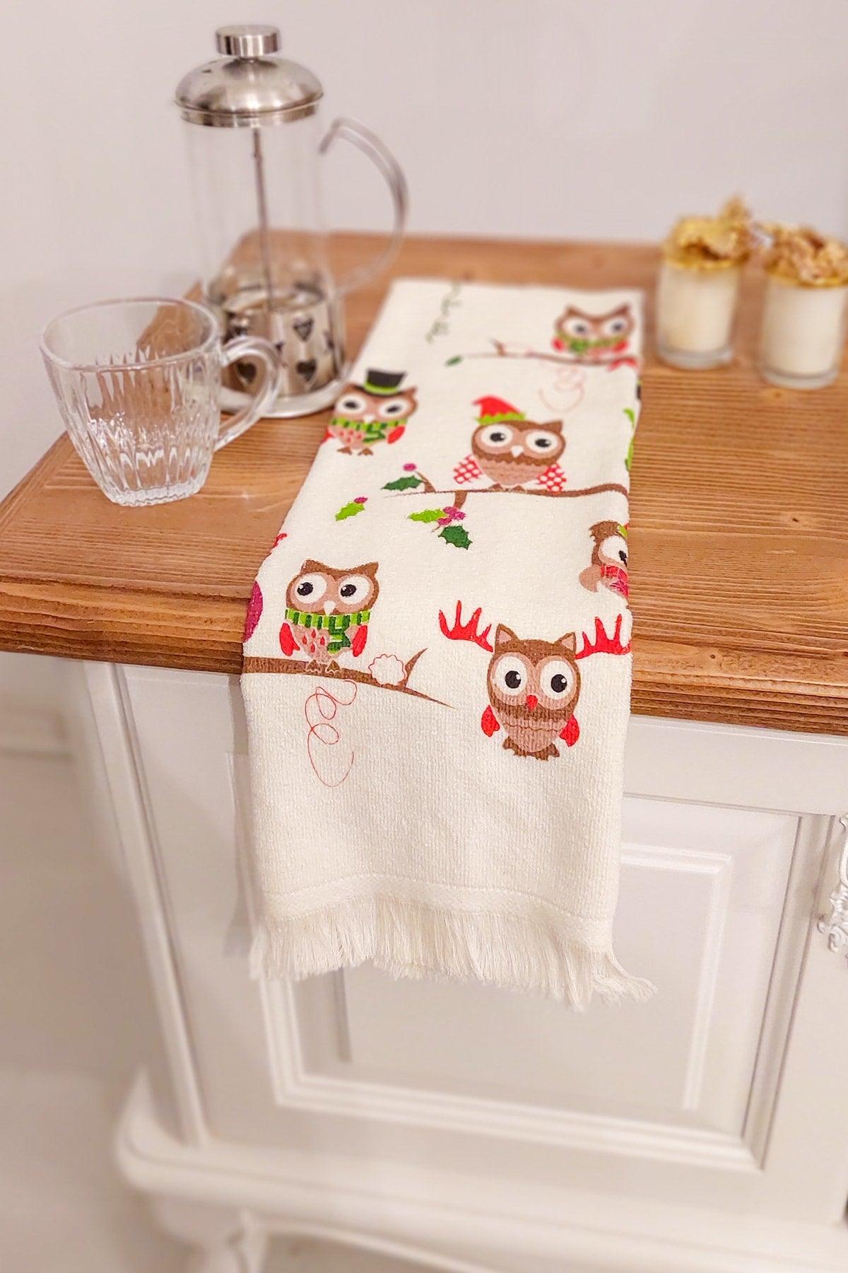 5 Piece Fringed Cotton 40x60 Cm Printed Towel Set Hand Face Kitchen Towel Soft Patterned Water Absorbent Set - Swordslife