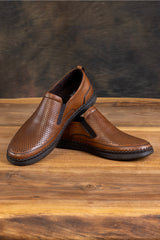 Men's Genuine Leather Shoes, Casual Shoes, Summer Shoes, Loafer Shoes Tan Skin