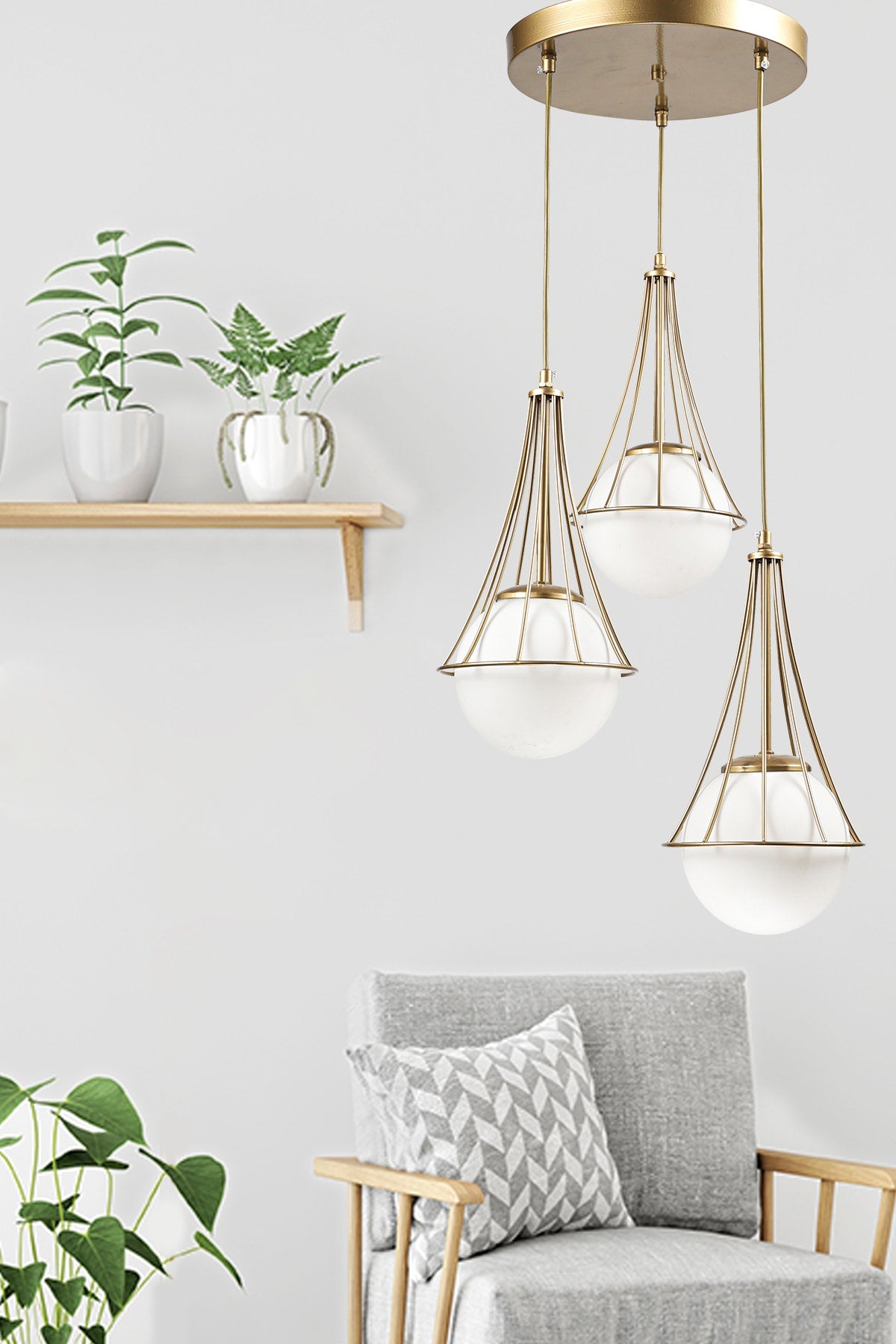 Lapis 3Rd Antique-White Glop Glass Chandelier