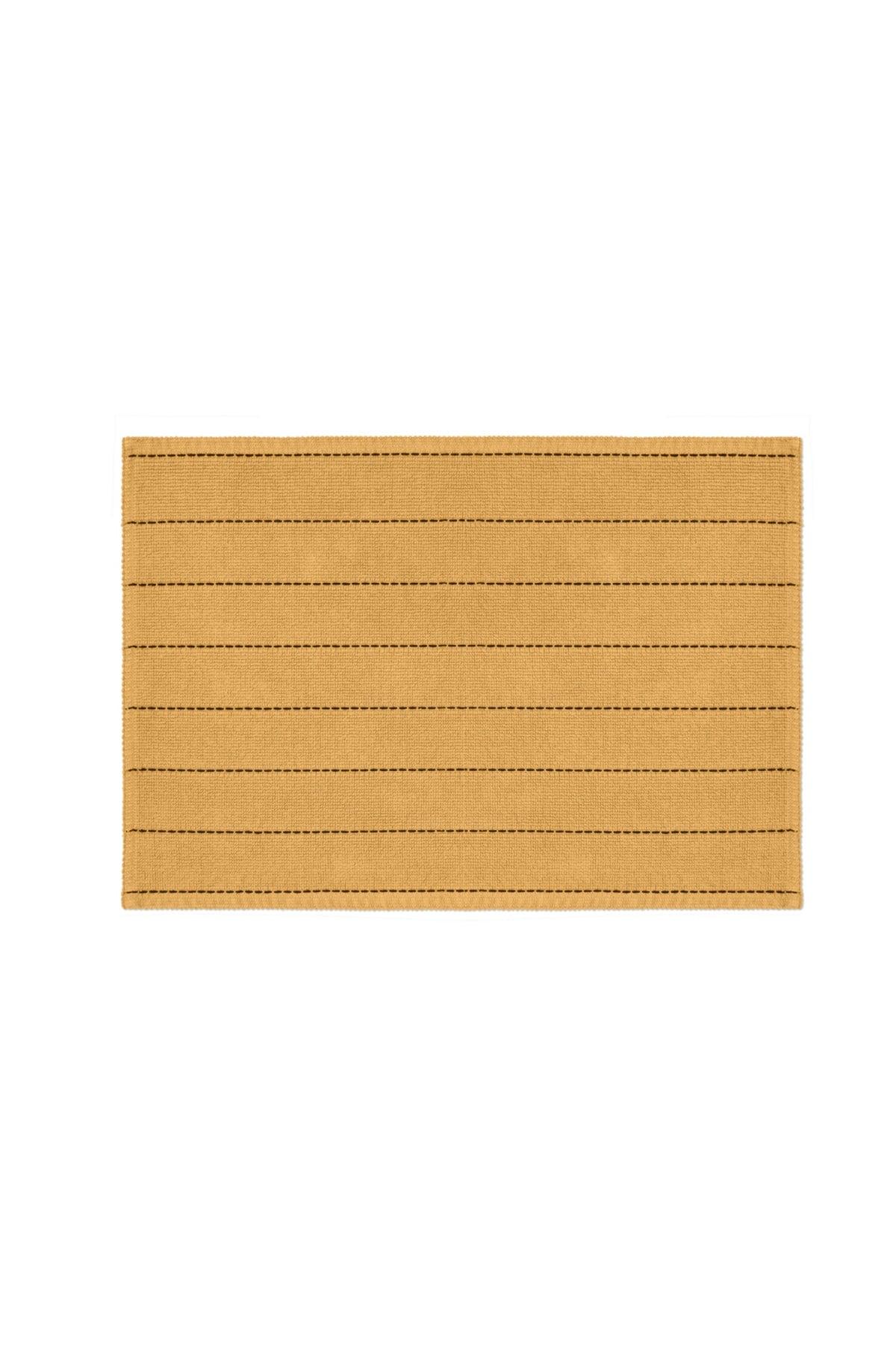 Basic Stripe Natural Cotton 2-Pack Bathroom Rug 60x100 50x60 Cm Spruce Yellow - Swordslife
