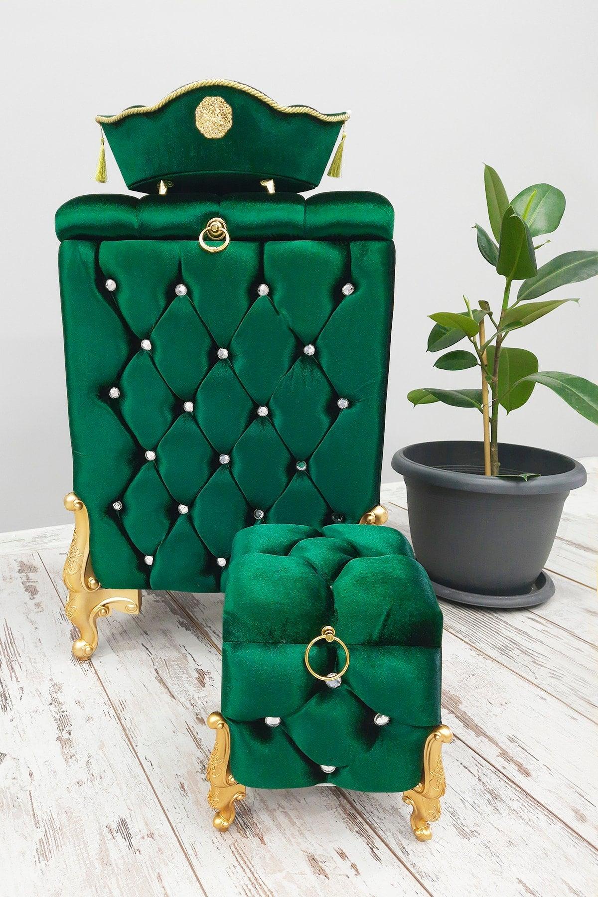 Quilted Emerald Green 3 Pcs Bathroom Set Laundry Basket Set Mdf Dirty Basket Set - Swordslife