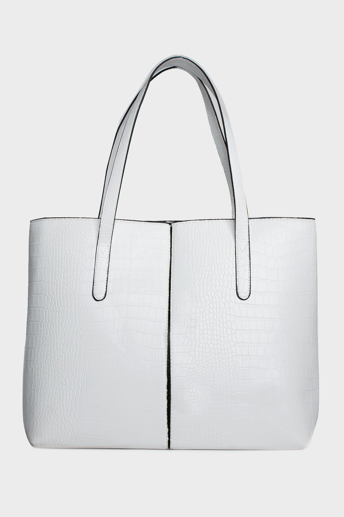 Women'S Crocodile Pattern 2-Sleeve Zippered Large Size Bag Shoulder Bag, Clutch Bag, Laptop Bag