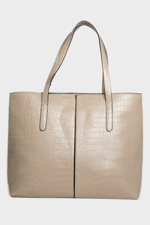 Women'S Crocodile Pattern 2-Sleeve Zippered Large Size Bag Shoulder Bag, Clutch Bag, Laptop Bag