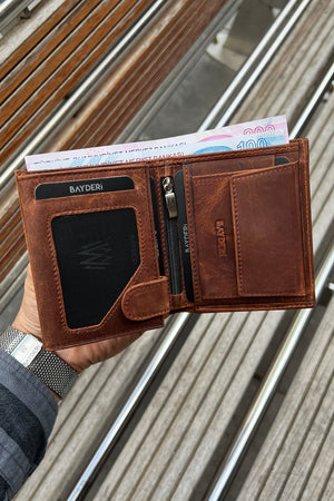 Echtes Leder Crazy Tobacco Handliche Herren Geldbörse