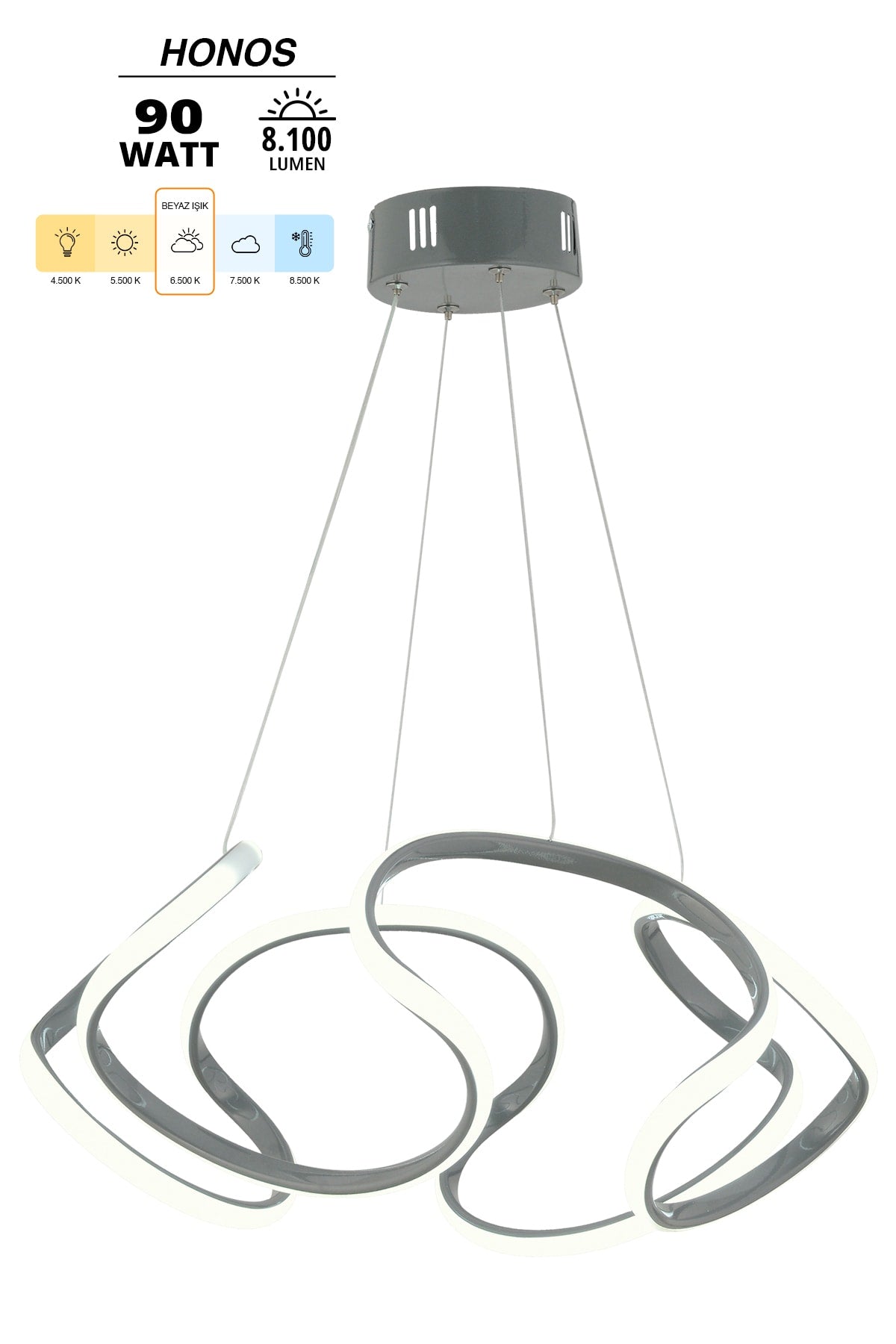 Honos Smoked Modern Pendant Lamp Led Chandelier Living Room Kitchen Room Led Chandelier