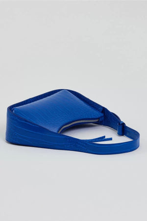 Damen-Baguette-Tasche mit Krokodilmuster in Saxophonblau
