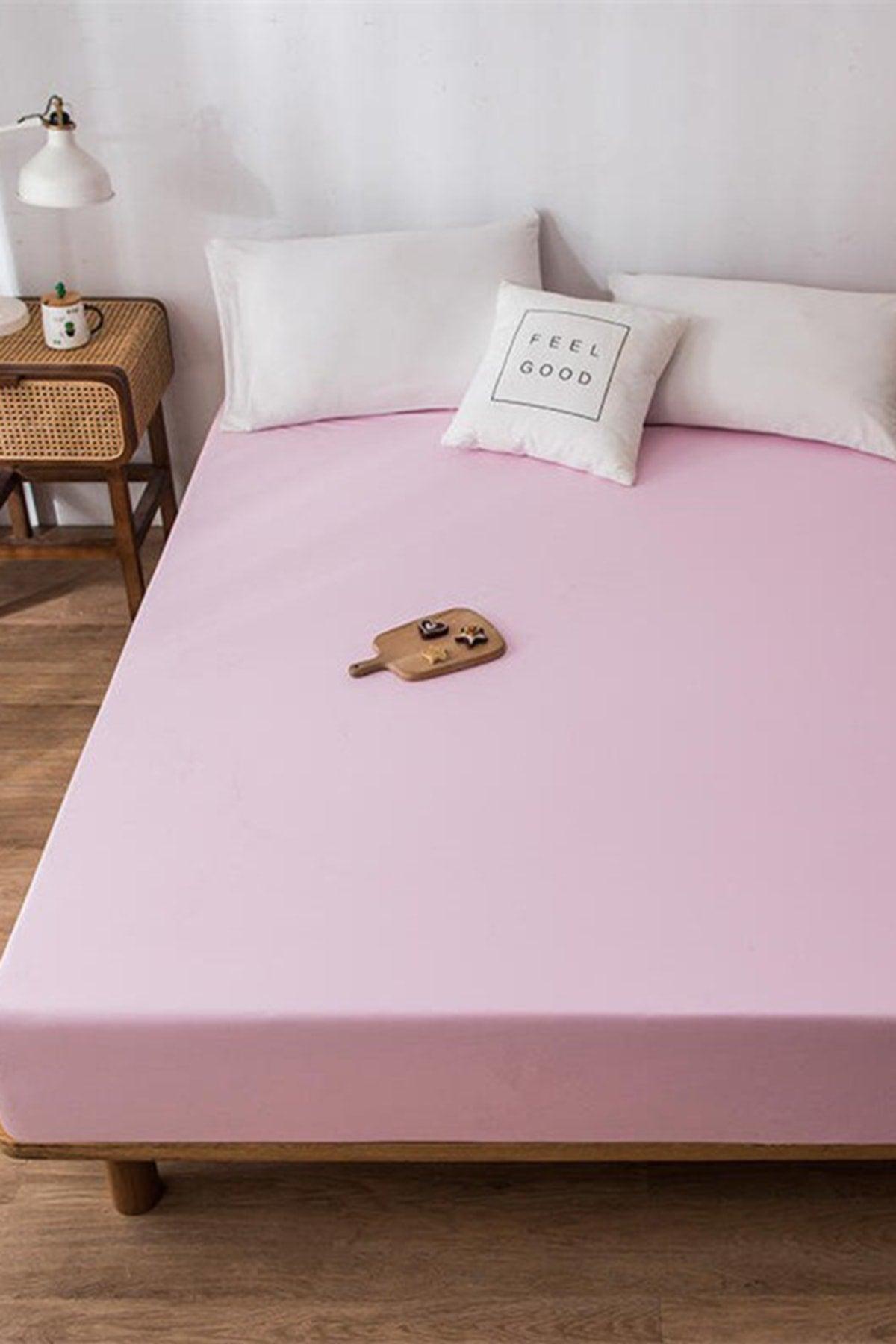 100x200 Single Elastic Combed Cotton Bed Sheet 100% Cotton Pink - Swordslife