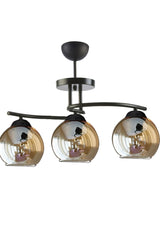 Fuji Modern Decorative Black Color Honey Glass Living Room - Kitchen - Bedroom 3-Piece Chandelier