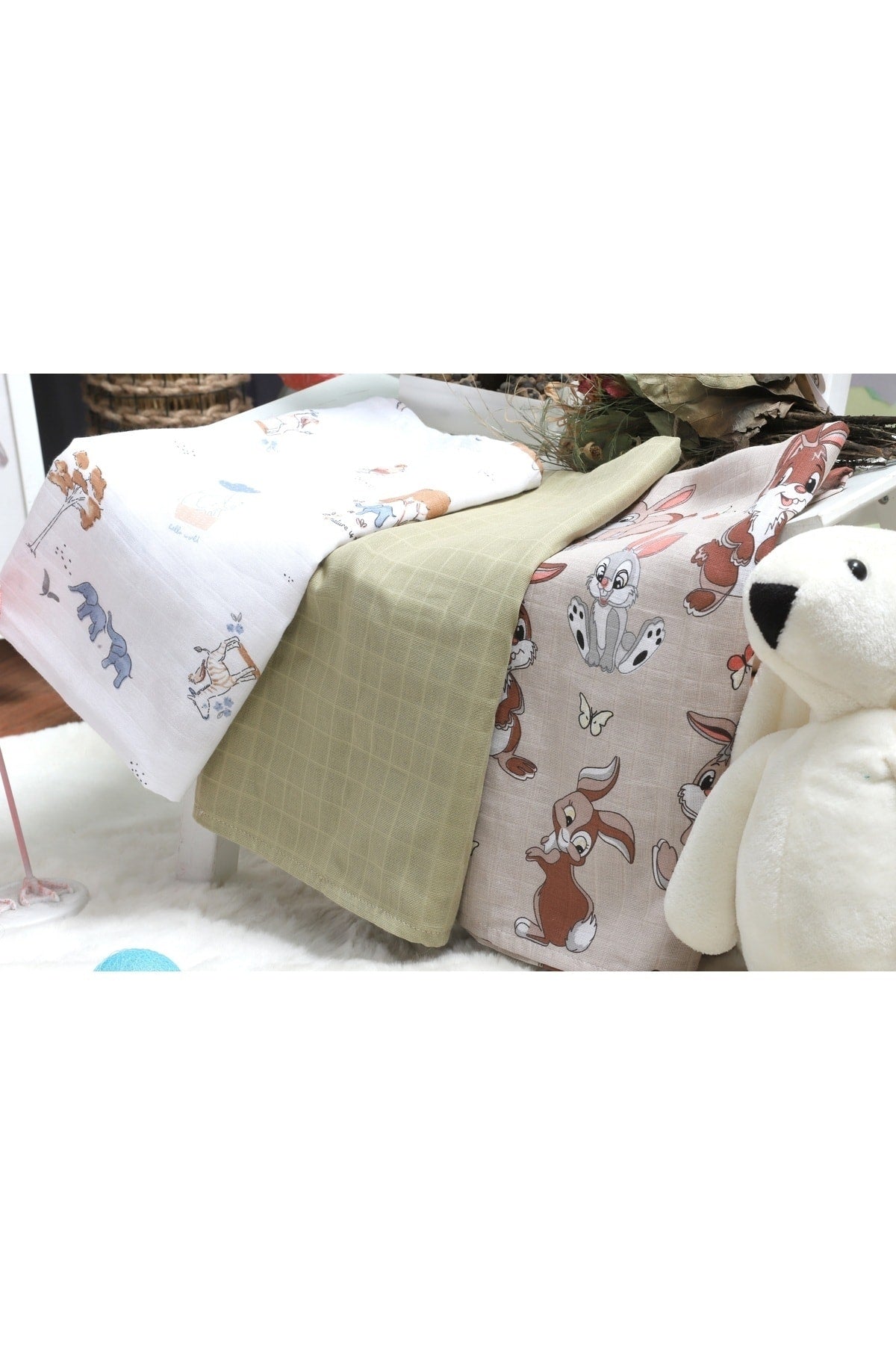 Muslin Baby Blanket 100% Cotton Multi-Purpose Muslin Baby Blanket 3 Pcs 75X75