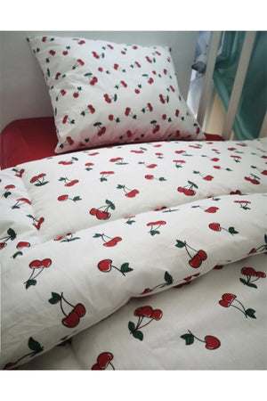 Baby Girl Cherry Red Cotton Duvet Cover Set 100X150