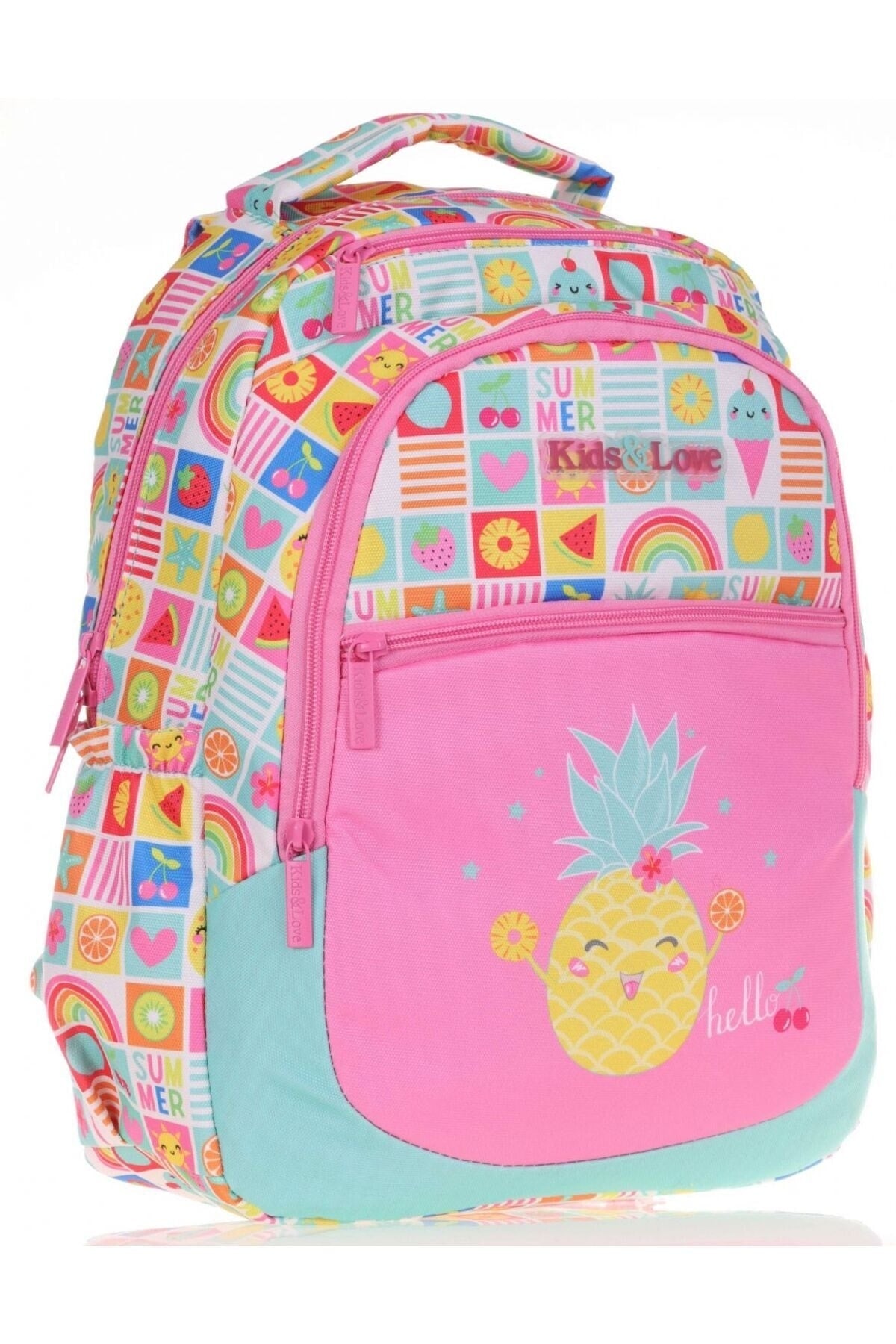 Kids&Love Pink Pineapple Primary School Bag and Lunch Set - Girls