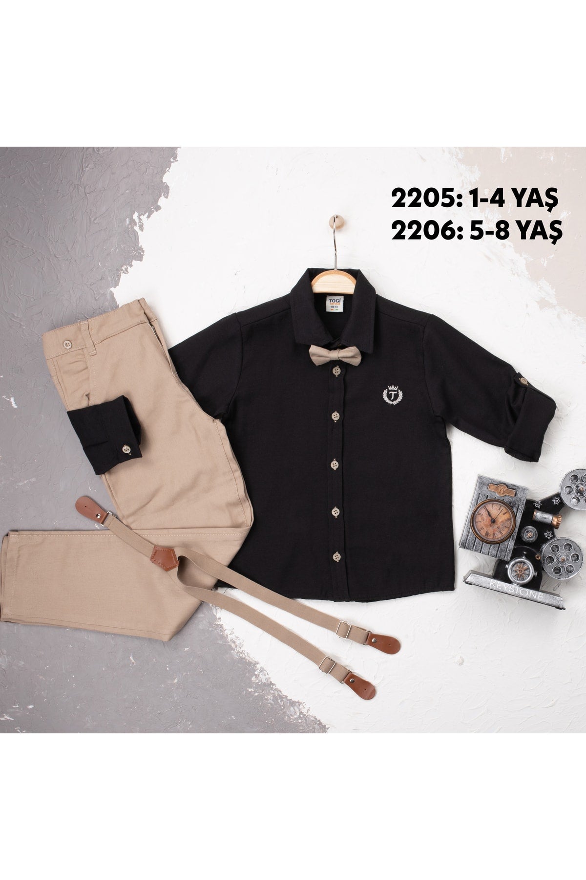 Boy/ Suspended And Bow Tie / Shirt Pants Set