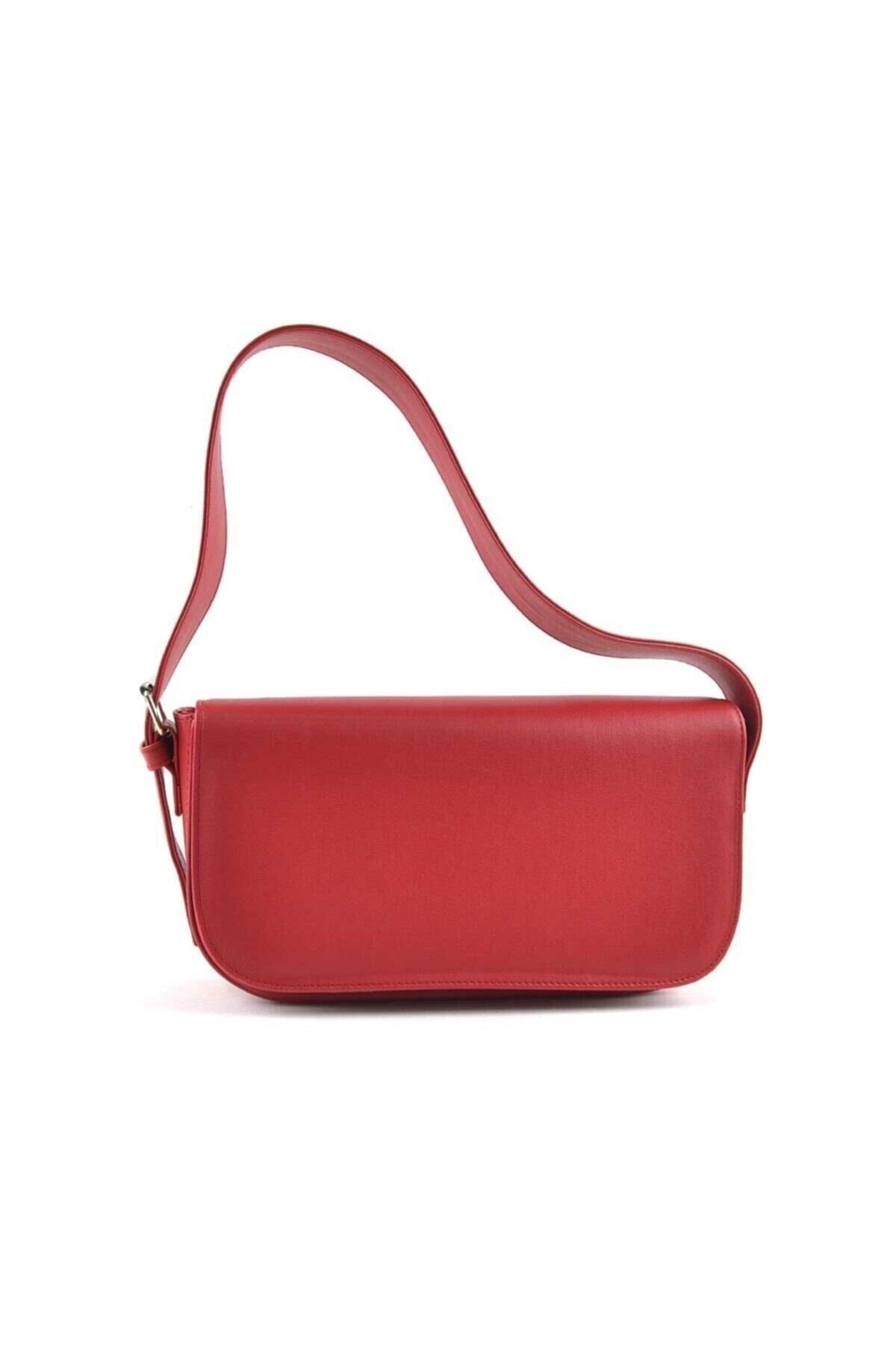 Baguette-Tasche mit rotem Deckel