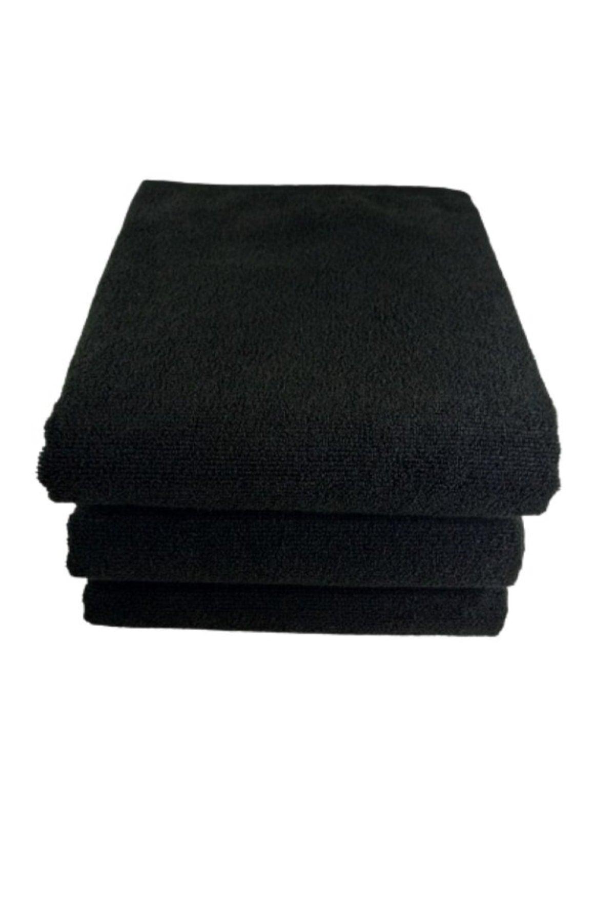 3 Pieces Black Microfiber Hand Face Hairdresser Sports Towel 50x90 Cm - Swordslife