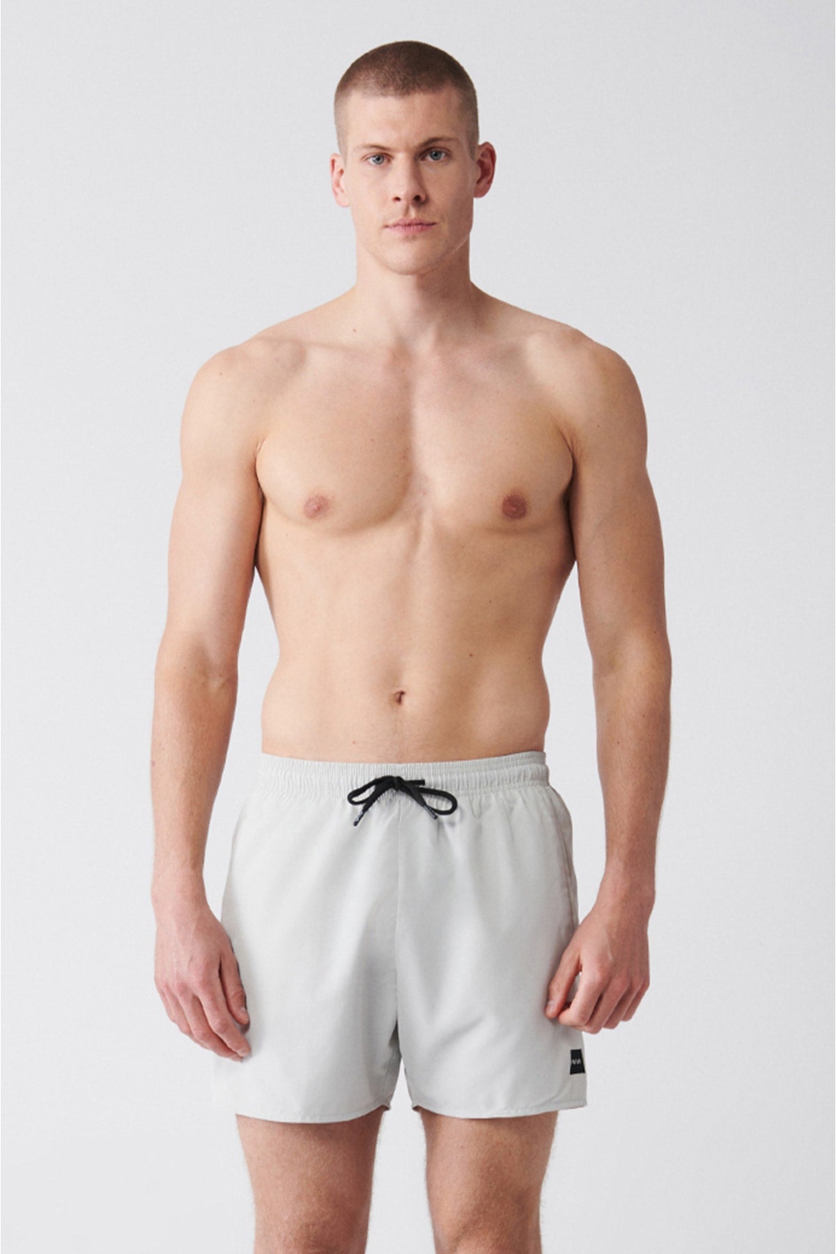 Men's Gray Quick Dry Standard Size Straight Swimwear Marine Shorts E003801