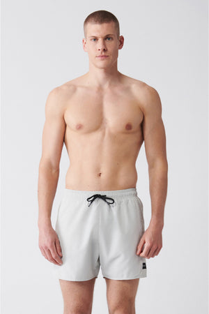Men'S Gray Quick Dry Standard Size Straight Swimwear Marine Shorts E003801