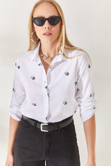 Tiny Ecru Black Linen Shirt With Sleeves GML-19000825 - Swordslife