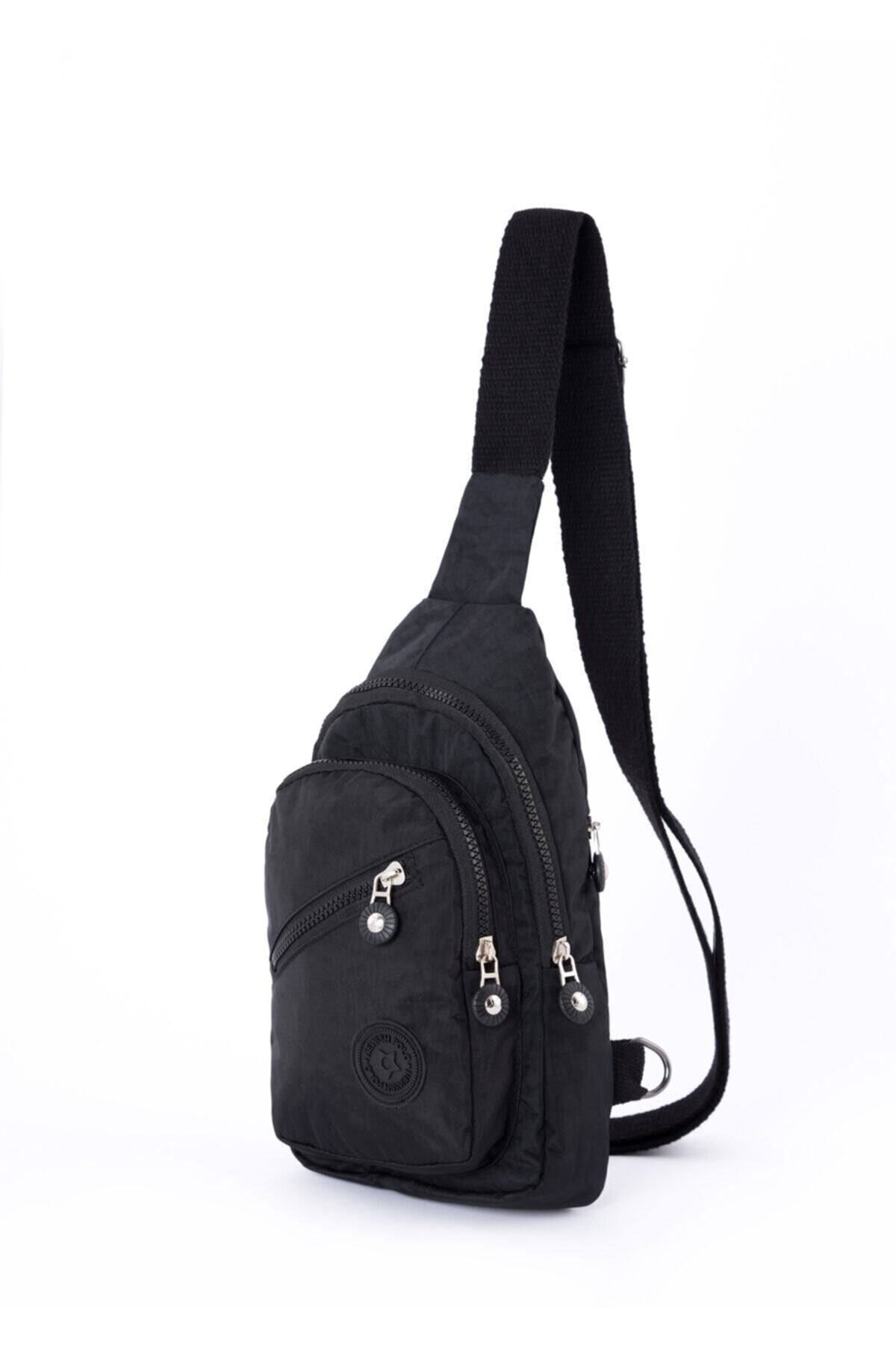 Schwarze Canvas-Umhängetasche für Damen