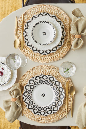Almond Ethnic Porcelain 24-Piece Dinnerware Set For 6 Persons