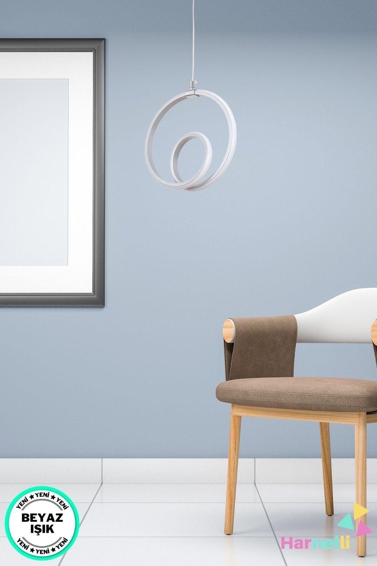 Hallway Living Room White Light Single Led Chandelier Silver Color