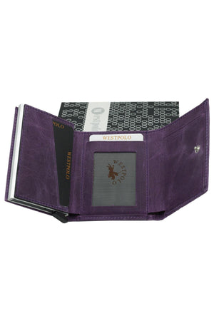 Lila Herren Leder Mechanismus Brieftasche Kartenhalter
