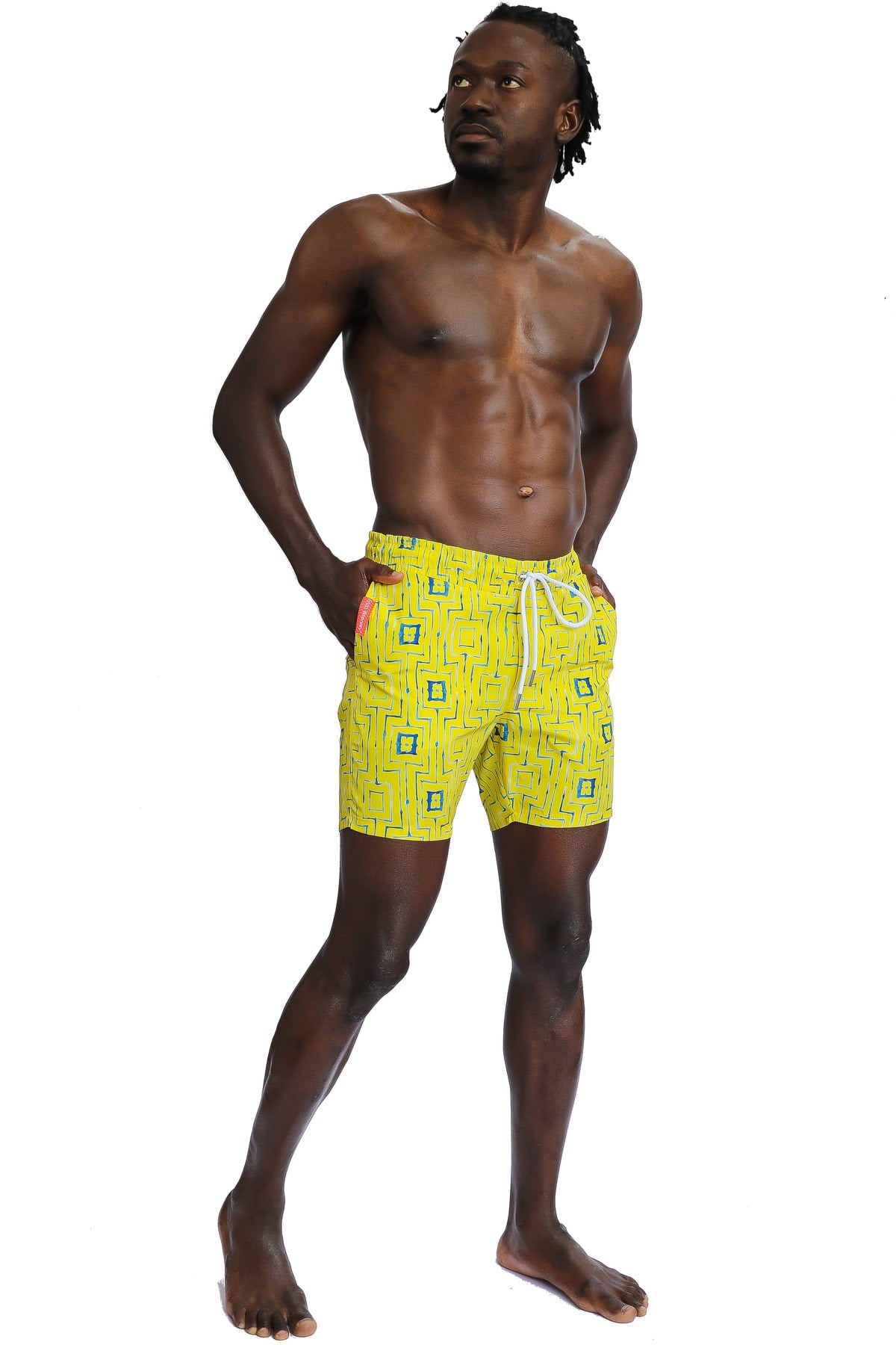 Men'S Patterned Yellow Sea Shorts