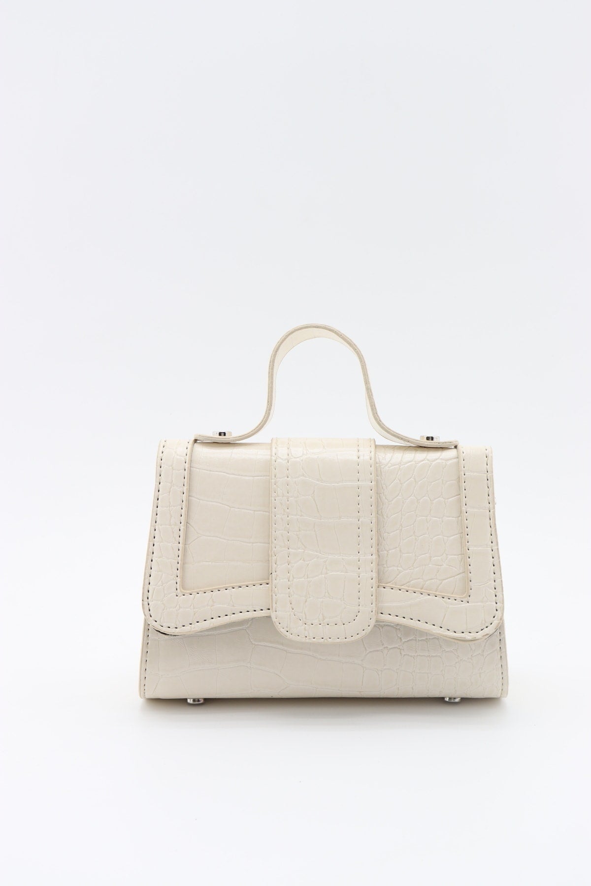 Women'S Cream Leather Chain Strap Mini Hand And Shoulder Bag