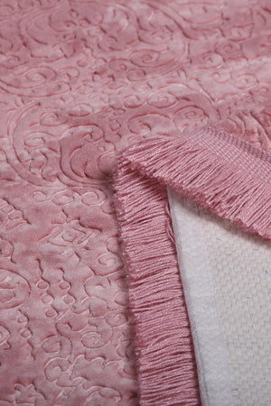 Nova Pink 2-Piece Cotton Non-Slip Closet Set Fringed Washable Bath Mat Set - Swordslife