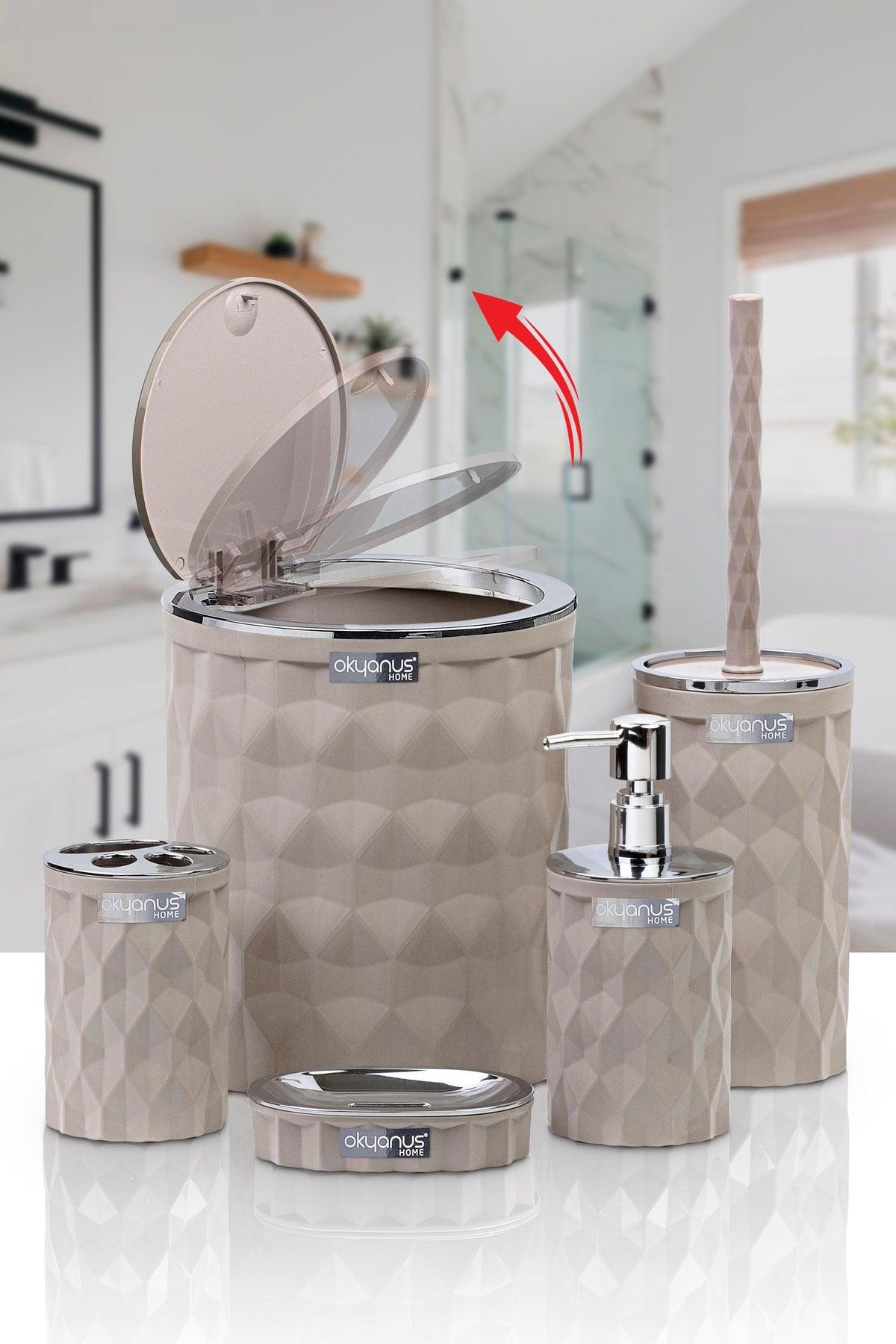 Diamond Mink Chrome Click Cover 5 Pcs Bathroom Set - Swordslife