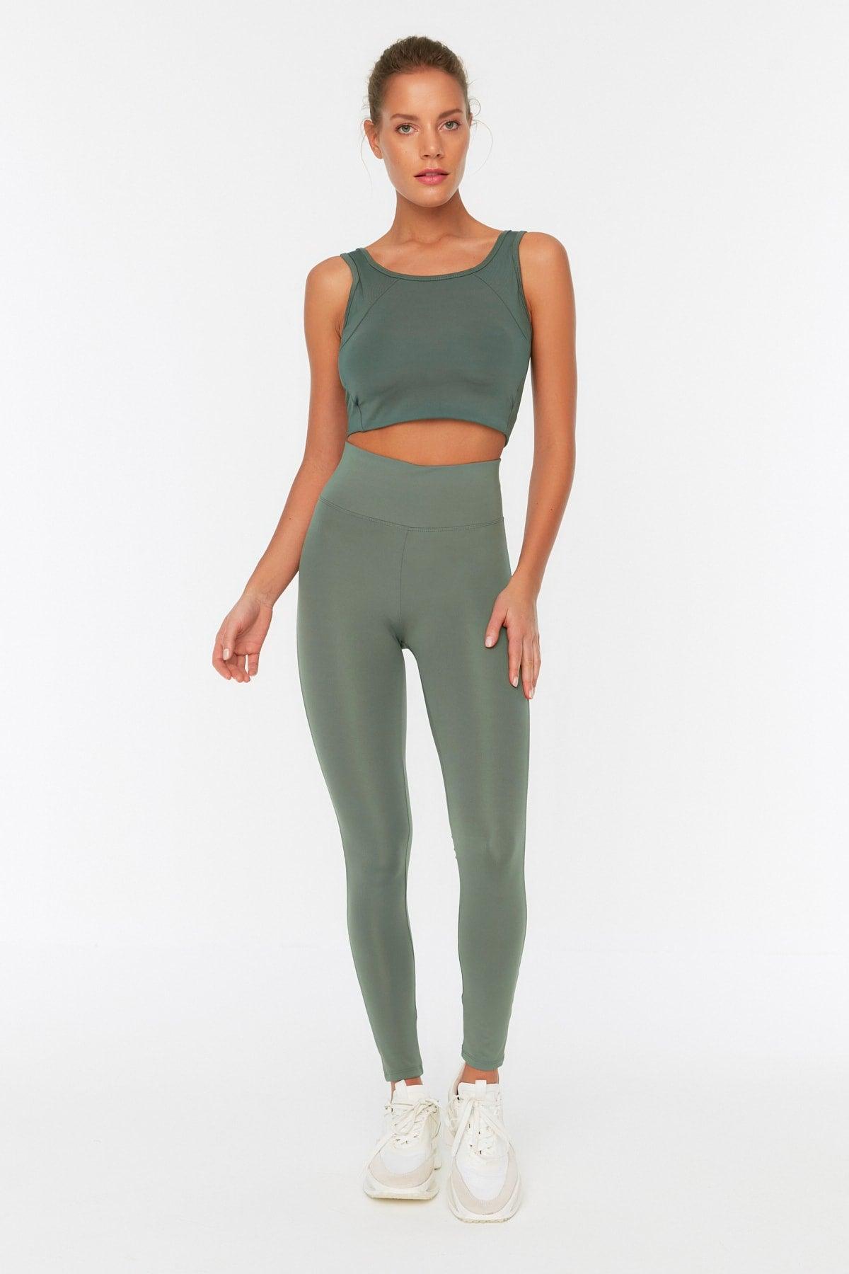 Khaki Gatherer Full Length Sports Leggings TWOAW21TA0029 - Swordslife