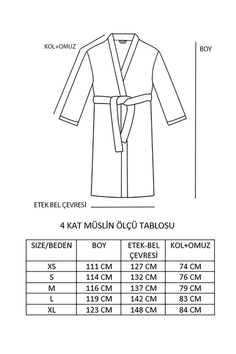 Unisex Ecru 4 Layer Muslin Dressing Gown / Bathrobe /kimono - Swordslife