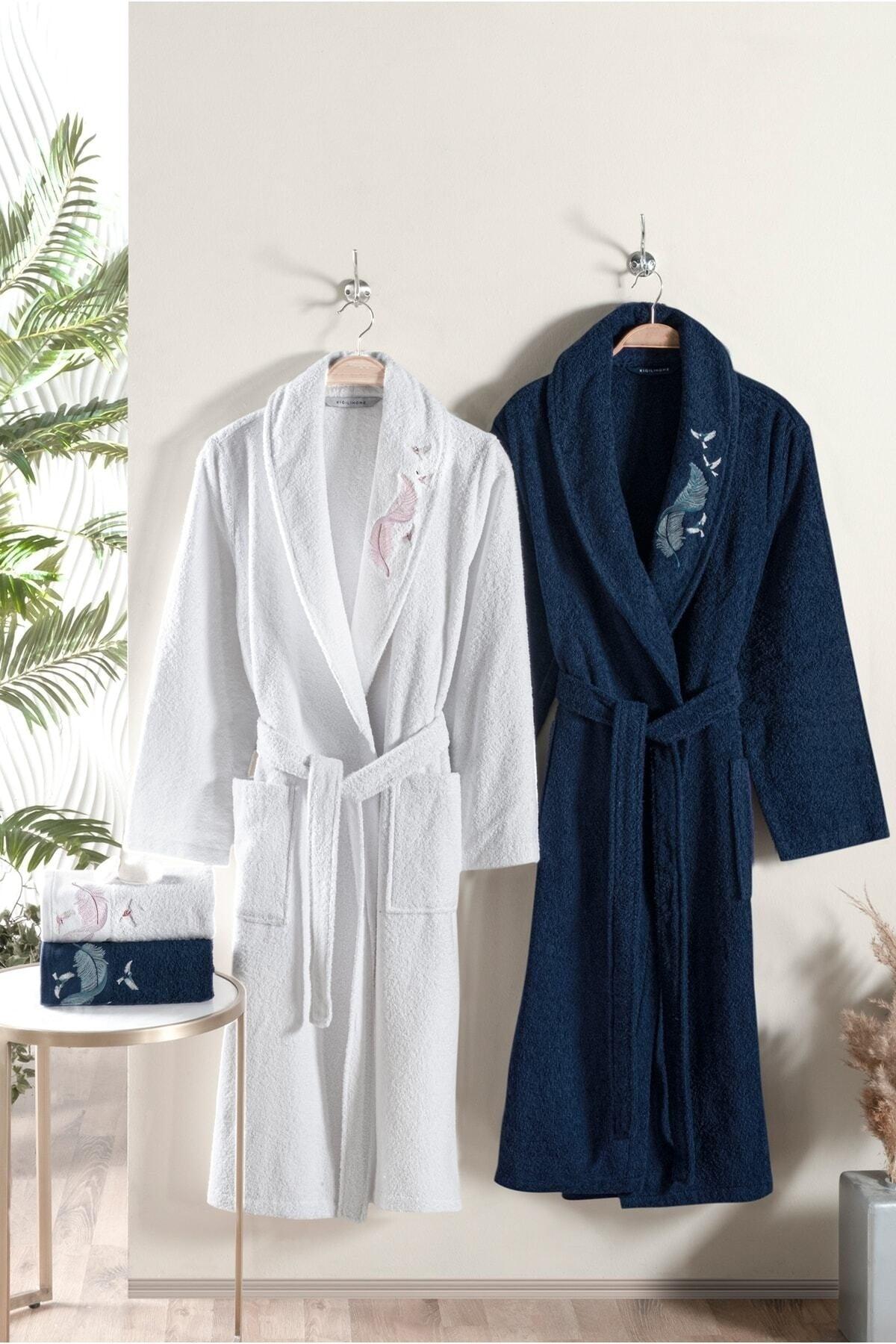 Feather Embroidered Bathrobe Set - Swordslife